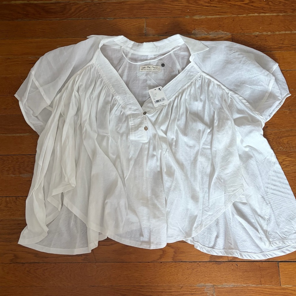 We The Free White Flowy Blouse